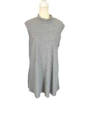 Anthony Richards women's gray sleeveless mock neck stretchy ribbed top large